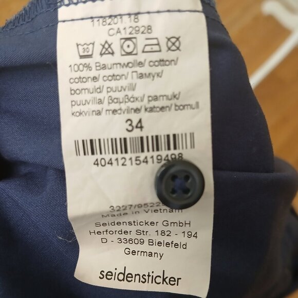 Seidensticker Slim Fit Blouse Fitted Marine Blue Size US XXS/2 - Picture 6 of 8